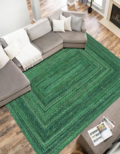 Green 2' x 3' 1 Braided Chindi Rectangle Area Rug 100% Cotton Hand Braided Natural Eco-Friendly Boho Style Modern Carpet for Living Rooms Dining Office Dorm for Sale at Rug Engine