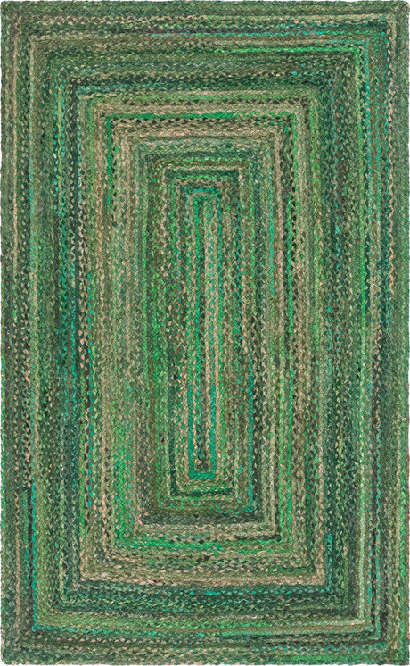 Green 5' 1 x 8' Braided Chindi Rectangle Rug