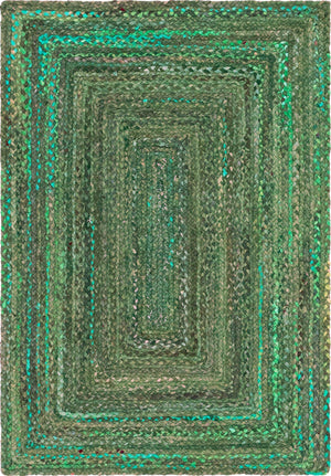 Green 4' 1 x 6' 1 Braided Chindi Rectangle Rug
