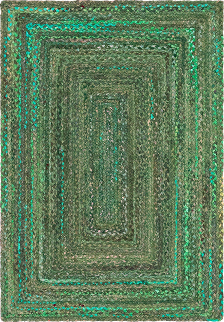 Green 4' 1 x 6' 1 Braided Chindi Rectangle Rug