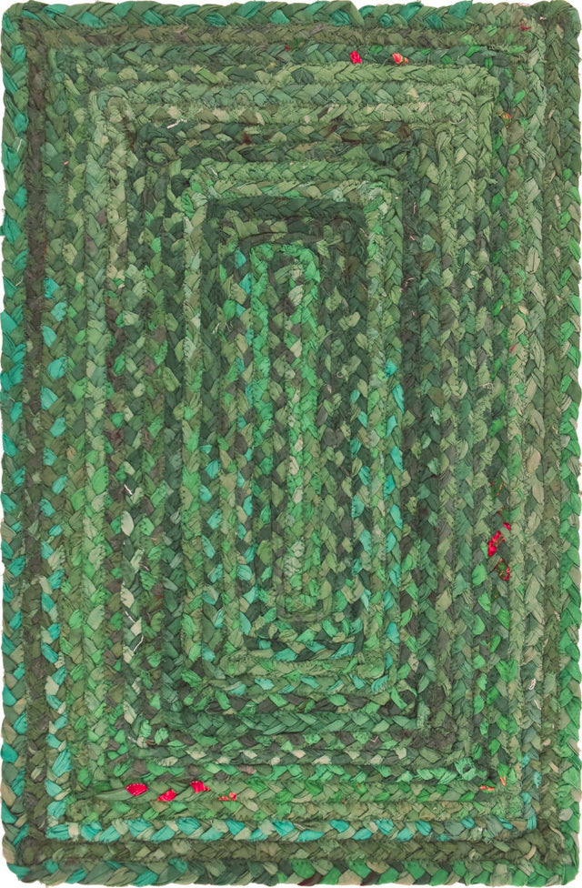 Green 2' x 3' 1 Braided Chindi Rectangle Rug