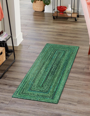 Green 2' 6 x 6' 1 Braided Chindi Runner Rug