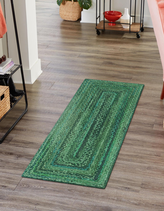Green 2' 6 x 6' 1 Braided Chindi Runner Rug