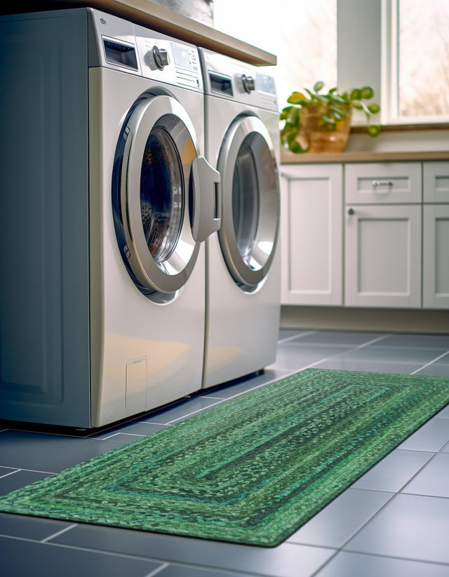 Green 2' 6 x 6' 1 Braided Chindi Runner Rug