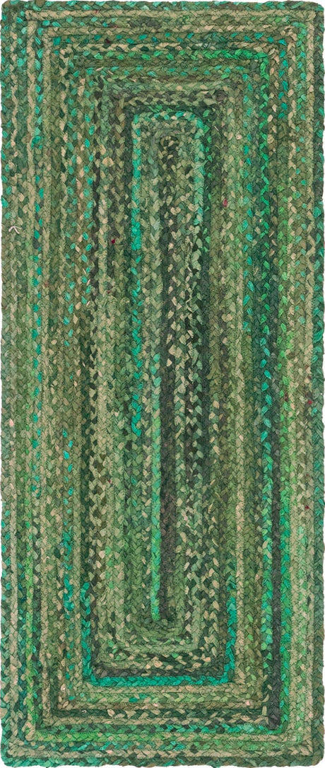 Green 2' 6 x 6' 1 Braided Chindi Runner Rug