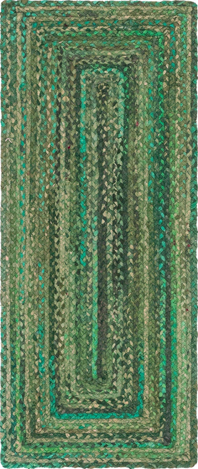 Green 2' 6 x 6' 1 Braided Chindi Runner Rug