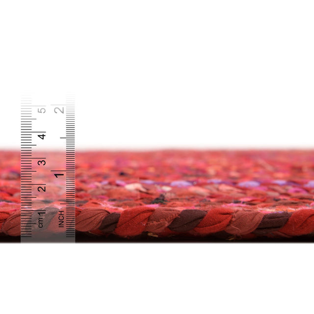 Red 8' x 10' Braided Chindi Oval Rug