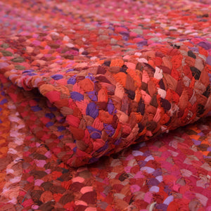 Red 8' x 10' Braided Chindi Oval Rug