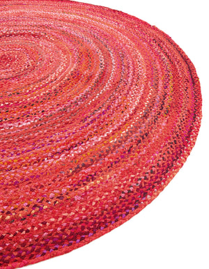 Red 8' x 10' Braided Chindi Oval Rug