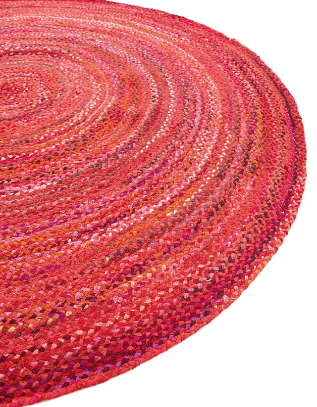 Red 8' x 10' Braided Chindi Oval Rug