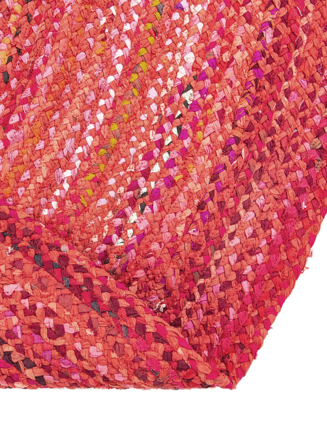 Red 8' x 10' Braided Chindi Oval Rug