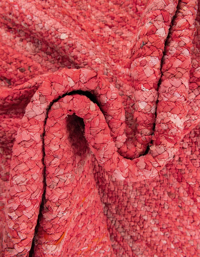 Red 8' x 10' Braided Chindi Oval Rug