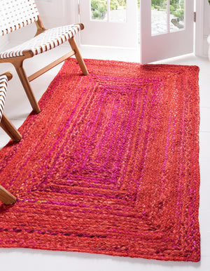 Red 9' x 12' 2 Braided Chindi Rectangle Rug
