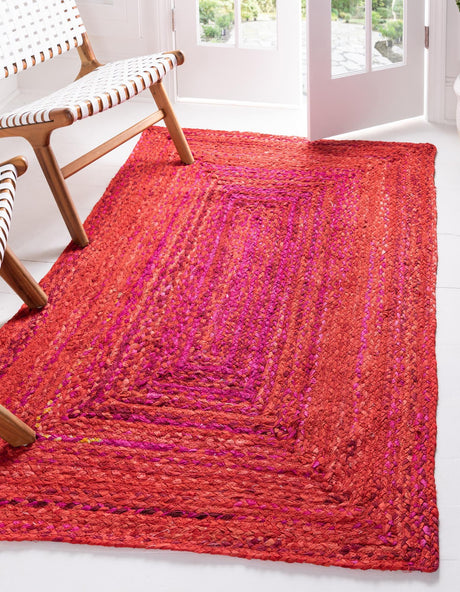 Red 9' x 12' 2 Braided Chindi Rectangle Rug