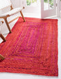 Red 9' x 12' 2 Braided Chindi Rectangle Rug