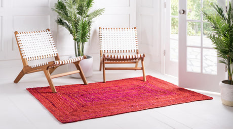 Red 9' x 12' 2 Braided Chindi Rectangle Rug