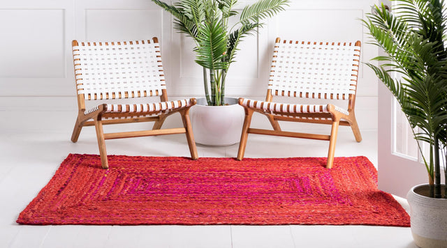Red 9' x 12' 2 Braided Chindi Rectangle Rug