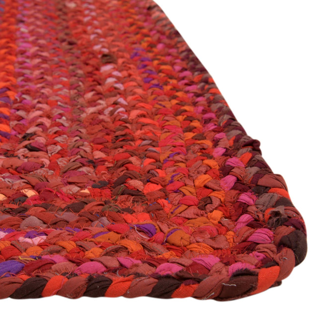 Red 9' x 12' 2 Braided Chindi Rectangle Rug