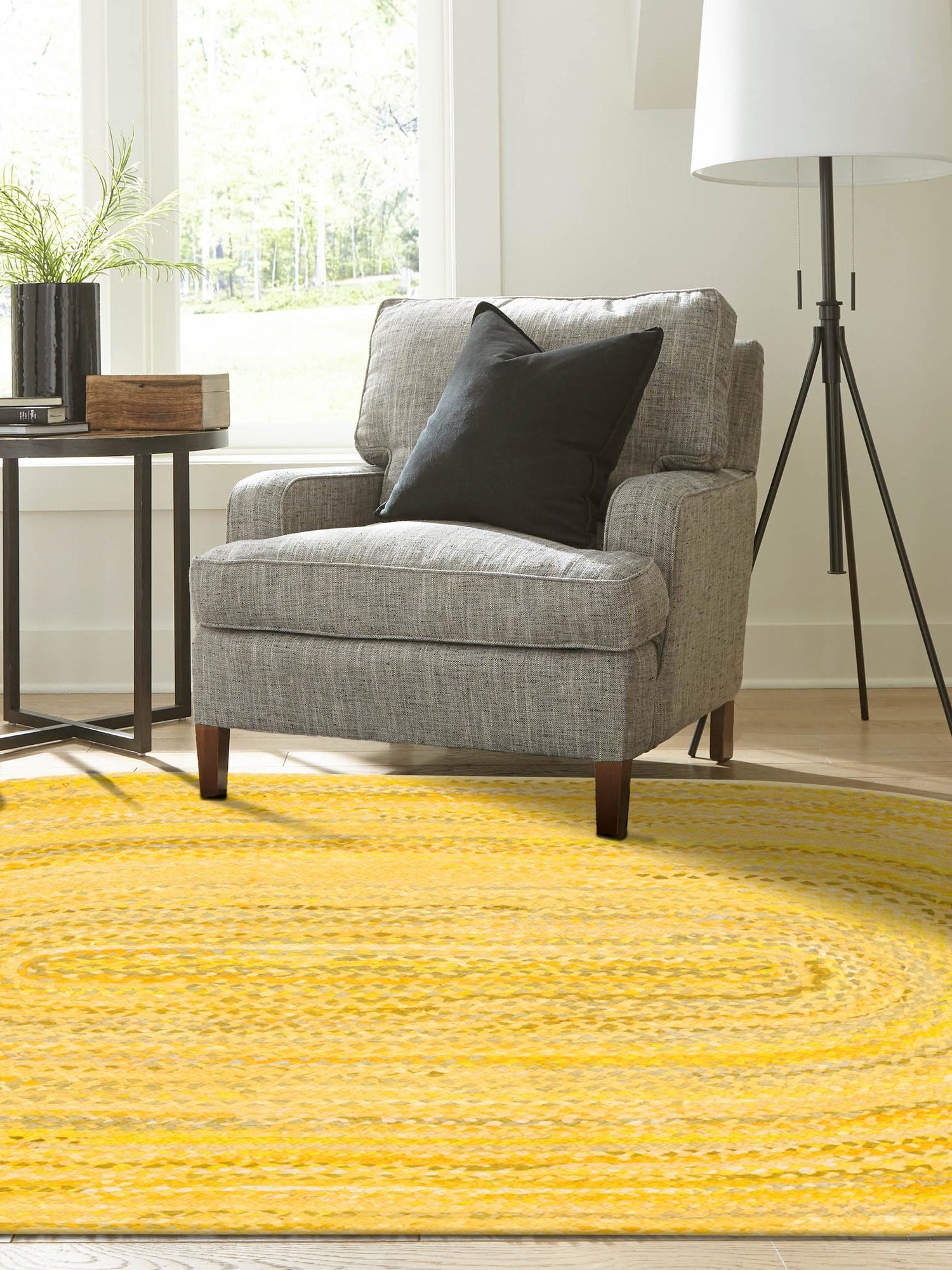 Yellow Orange 5' 1 x 8' Braided Chindi Oval Area Rug 100% Cotton Hand Braided Natural Eco-Friendly Boho Style Modern Carpet for Living Rooms Dining Office Dorm for Sale at Rug Engine