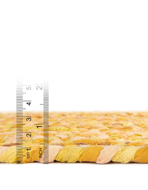 Yellow Orange 8' x 8' Braided Chindi Round Rug