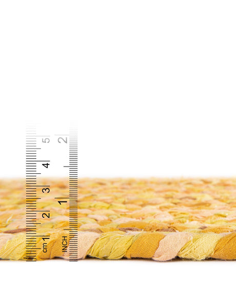 Yellow Orange 8' x 8' Braided Chindi Round Area Rug 100% Cotton Hand Braided Natural Eco-Friendly Boho Style Modern Carpet for Living Rooms Dining Office Dorm for Sale at Rug Engine