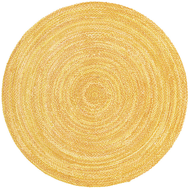 Yellow Orange 8' x 8' Braided Chindi Round Rug