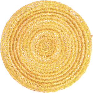Yellow Orange 3' 3 x 3' 3 Braided Chindi Round Rug