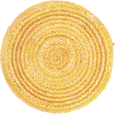Yellow Orange 3' 3 x 3' 3 Braided Chindi Round Rug