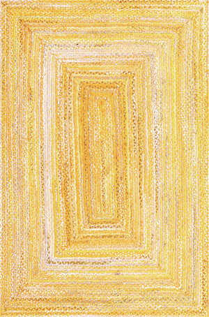 Yellow Orange 6' 1 x 9' Braided Chindi Rectangle Rug