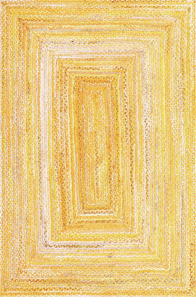 Yellow Orange 6' 1 x 9' Braided Chindi Rectangle Rug