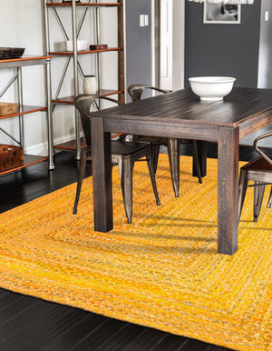 Yellow Orange 2' x 3' 1 Braided Chindi Rectangle Rug