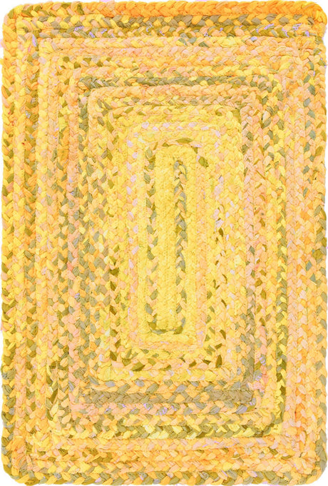 Yellow Orange 2' x 3' 1 Braided Chindi Rectangle Rug