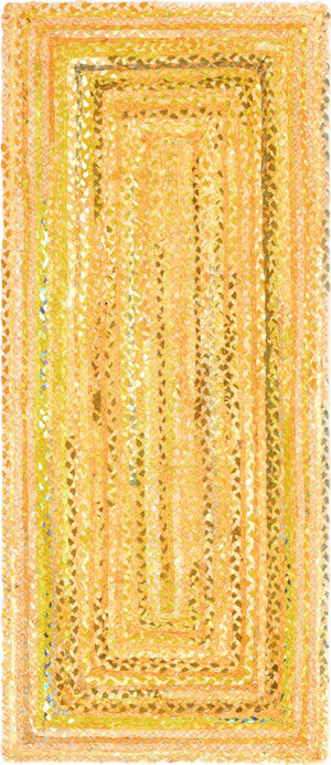 Yellow Orange 3' x 6' 1 Braided Chindi Runner Rug