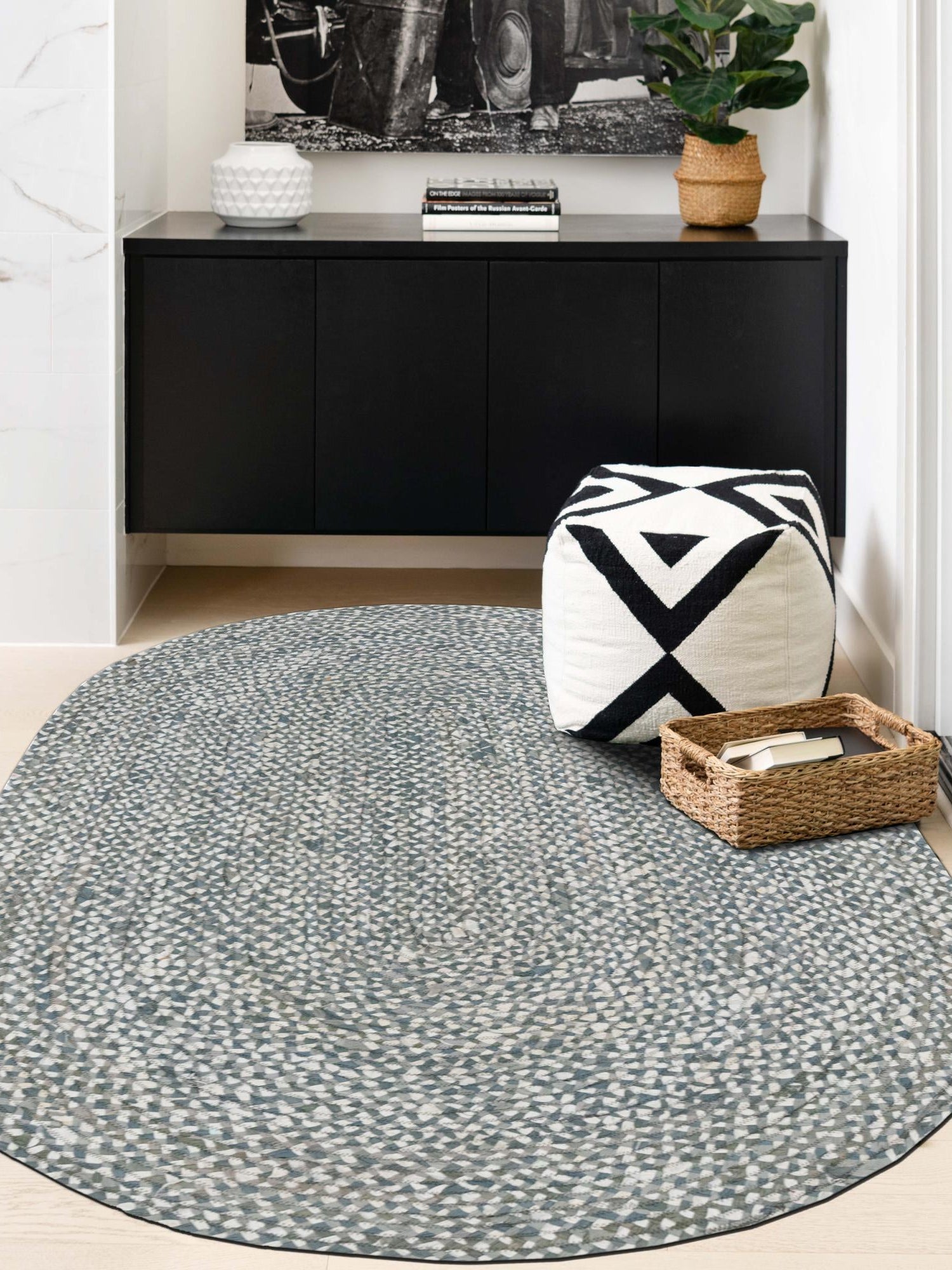 Gray 8' x 10' Braided Chindi Oval Area Rug 100% Cotton Hand Braided Natural Eco-Friendly Boho Style Modern Carpet for Living Rooms Dining Office Dorm for Sale at Rug Engine
