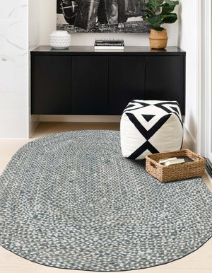 Gray 8' x 10' Braided Chindi Oval Rug