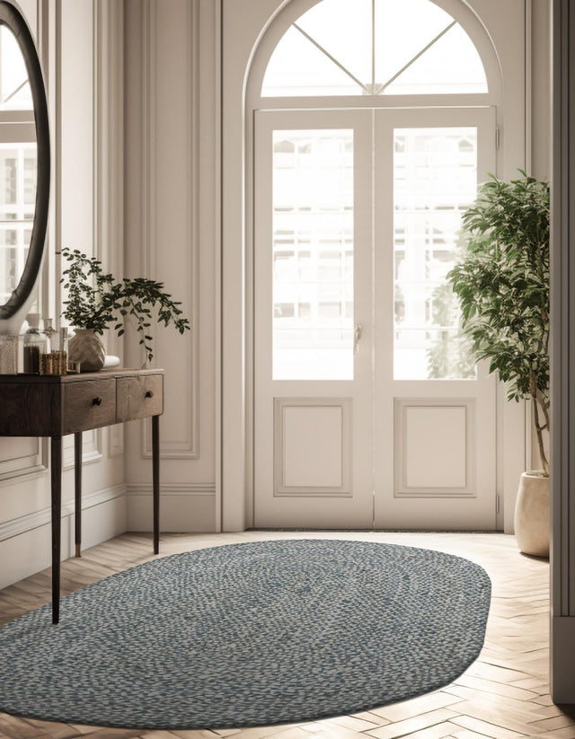 Gray 8' x 10' Braided Chindi Oval Rug