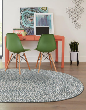 Gray 8' x 10' Braided Chindi Oval Rug