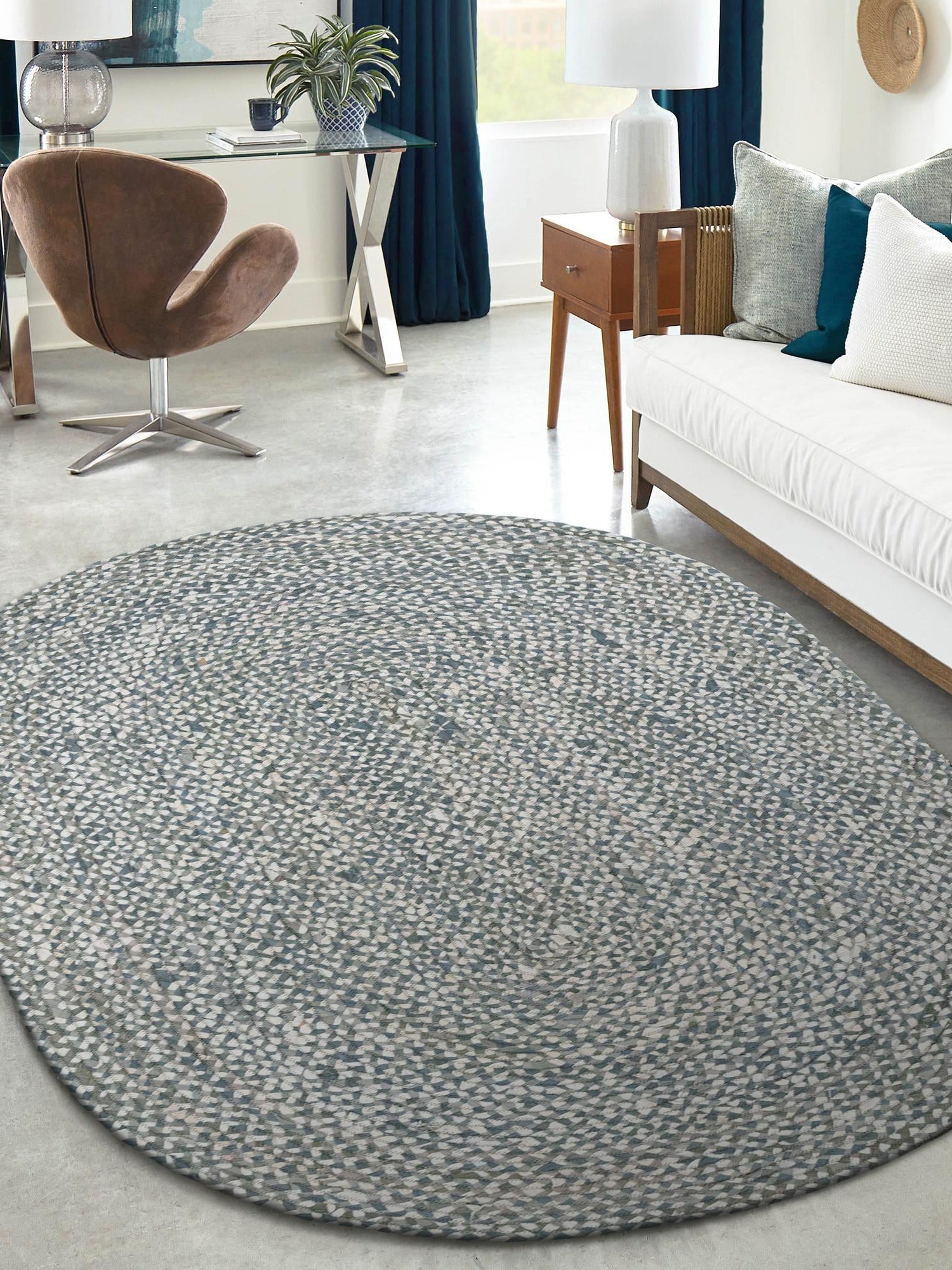 Gray 3' 3 x 5' 1 Braided Chindi Oval Area Rug 100% Cotton Hand Braided Natural Eco-Friendly Boho Style Modern Carpet for Living Rooms Dining Office Dorm for Sale at Rug Engine
