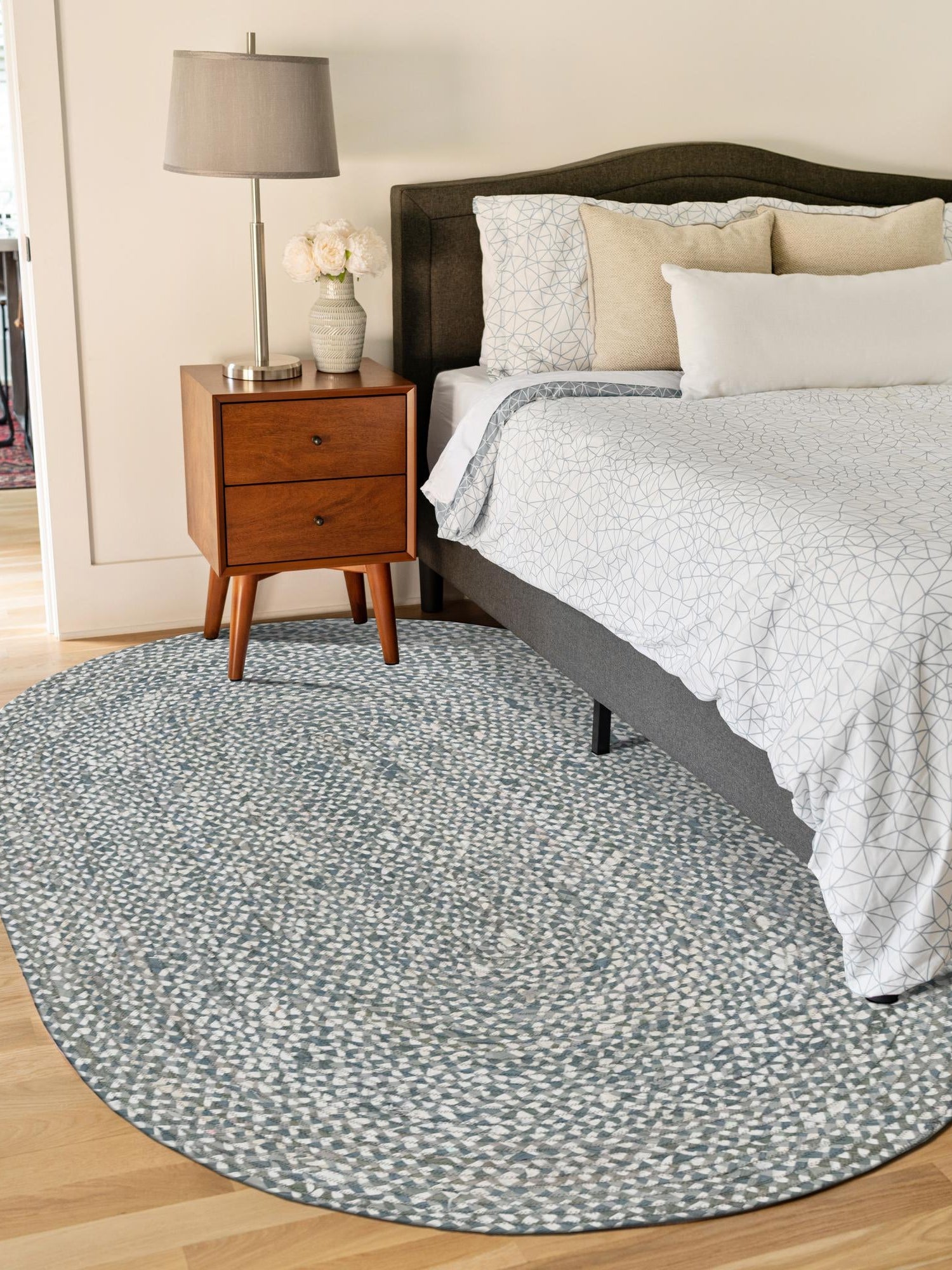 Gray 3' 3 x 5' 1 Braided Chindi Oval Area Rug 100% Cotton Hand Braided Natural Eco-Friendly Boho Style Modern Carpet for Living Rooms Dining Office Dorm for Sale at Rug Engine