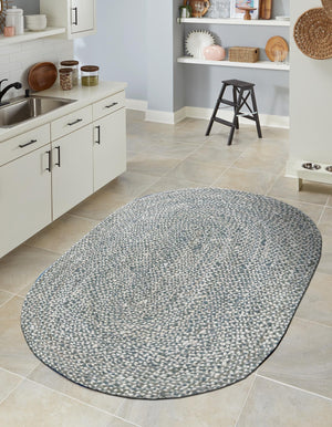 Gray 8' x 10' Braided Chindi Oval Rug
