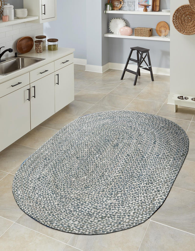 Gray 8' x 10' Braided Chindi Oval Rug