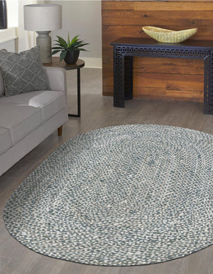 Gray 5' 1 x 8' Braided Chindi Oval Rug