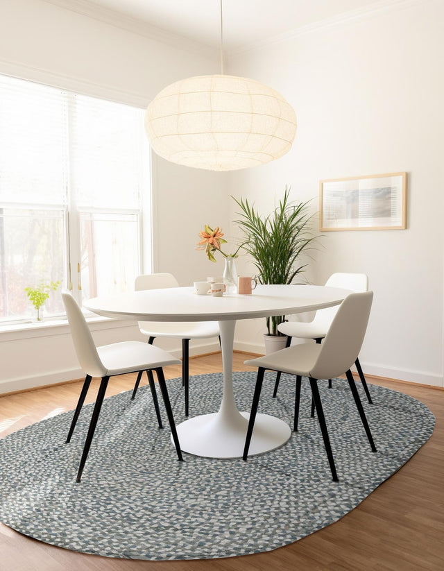 Gray 5' 1 x 8' Braided Chindi Oval Rug