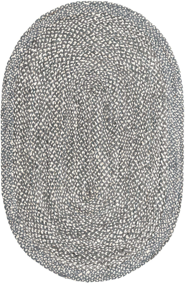 Gray 5' 1 x 8' Braided Chindi Oval Rug