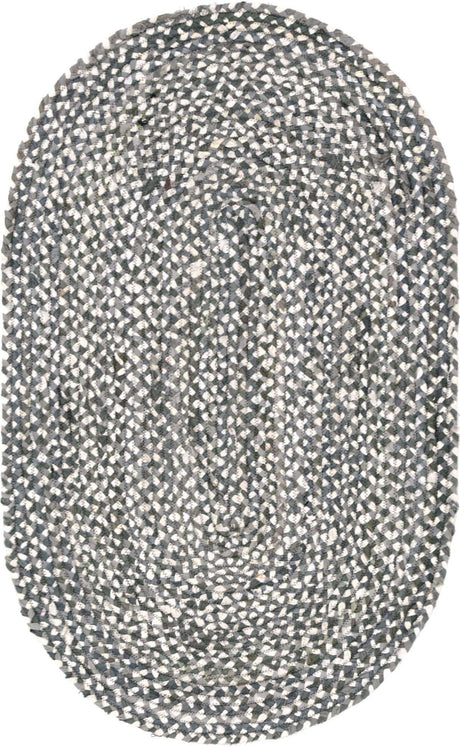 Gray 3' 3 x 5' 1 Braided Chindi Oval Rug