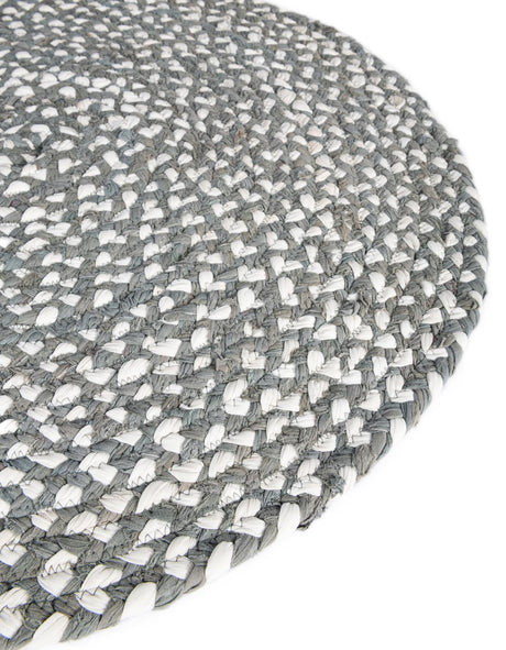 Gray 8' x 8' Braided Chindi Round Area Rug 100% Cotton Hand Braided Natural Eco-Friendly Boho Style Modern Carpet for Living Rooms Dining Office Dorm for Sale at Rug Engine