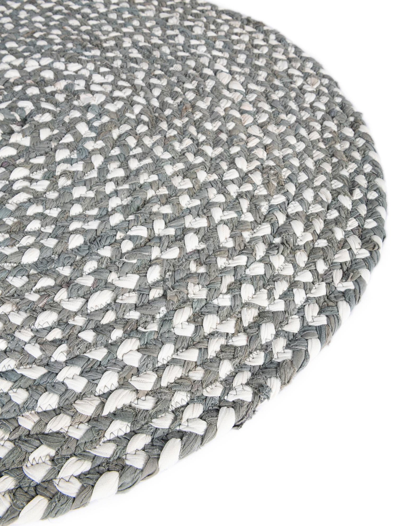 Gray 3' 3 x 3' 3 Braided Chindi Round Area Rug 100% Cotton Hand Braided Natural Eco-Friendly Boho Style Modern Carpet for Living Rooms Dining Office Dorm for Sale at Rug Engine