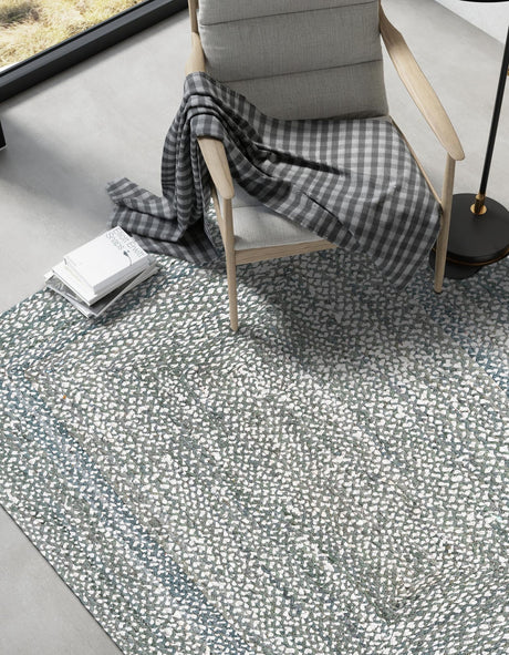 Gray 4' 1 x 6' 1 Braided Chindi Rectangle Area Rug 100% Cotton Hand Braided Natural Eco-Friendly Boho Style Modern Carpet for Living Rooms Dining Office Dorm for Sale at Rug Engine