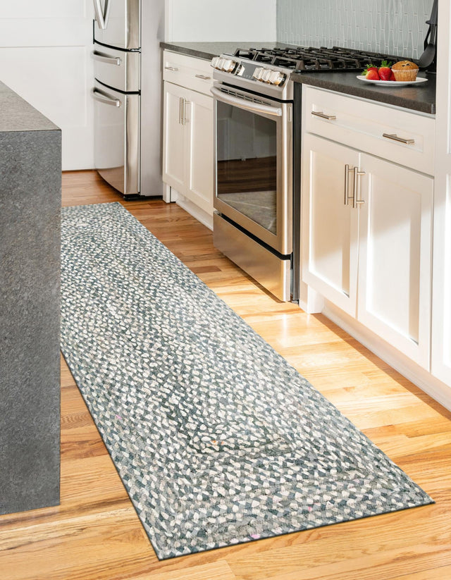 Gray 2' 6 x 6' 1 Braided Chindi Runner Rug