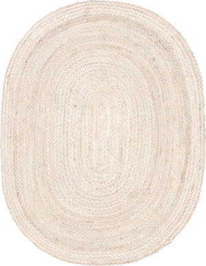 Ivory 8' x 10' Braided Chindi Oval Rug
